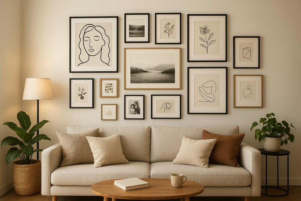 Gallery Wall with Mixed Art & Photos