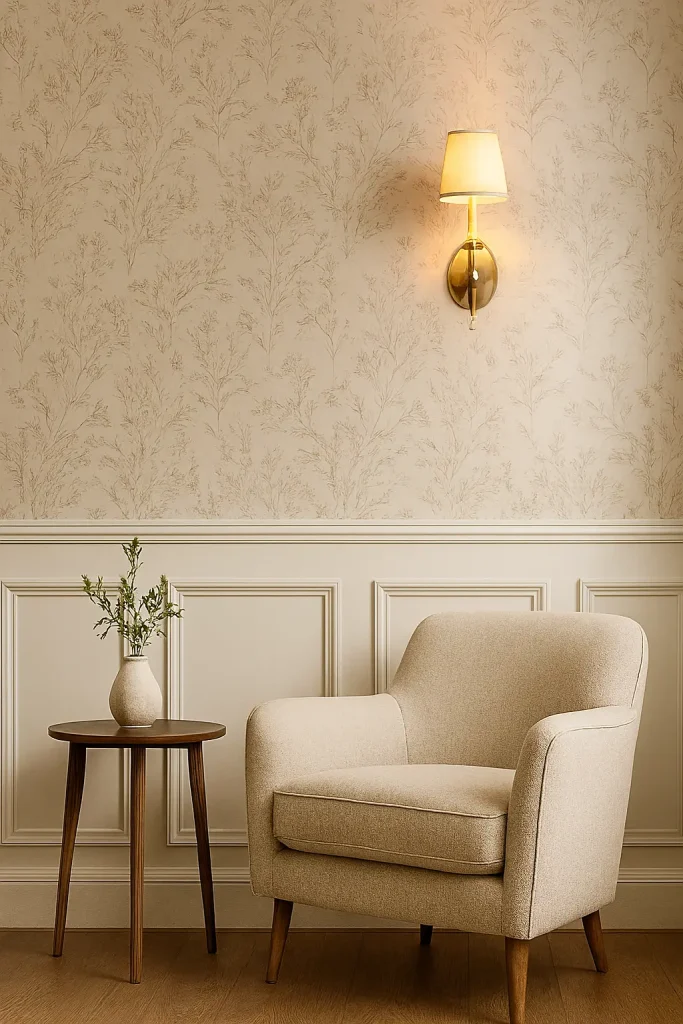 Half-Wall Panel Moulding with Wallpaper or Texture