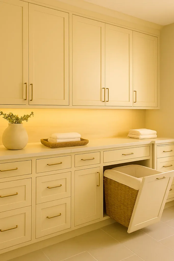 Custom Cabinets with Built-In Hampers