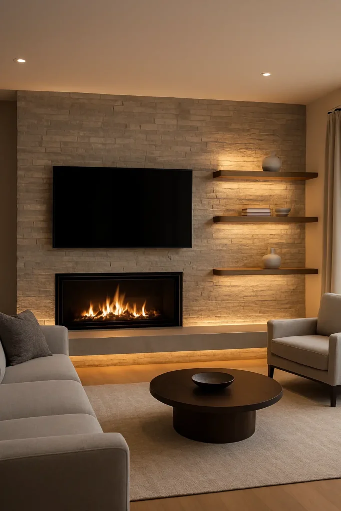 Fireplace and TV Combo Wall