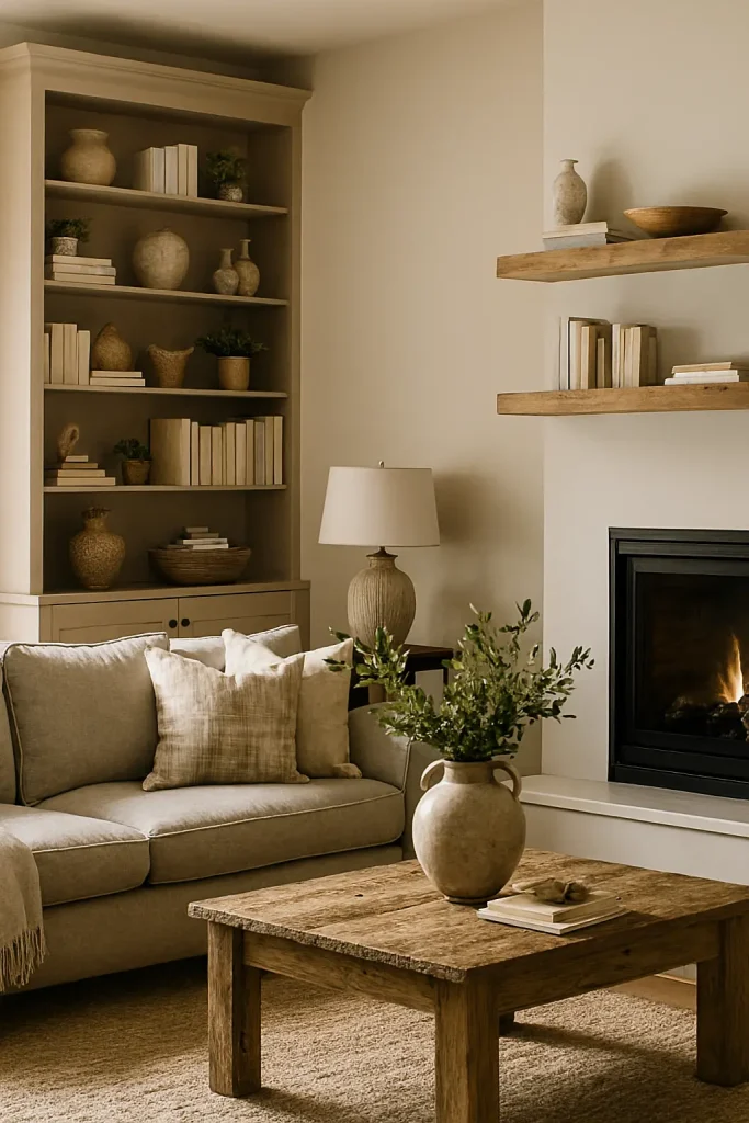 Incorporate Floating Shelves or a Built-In Bookcase