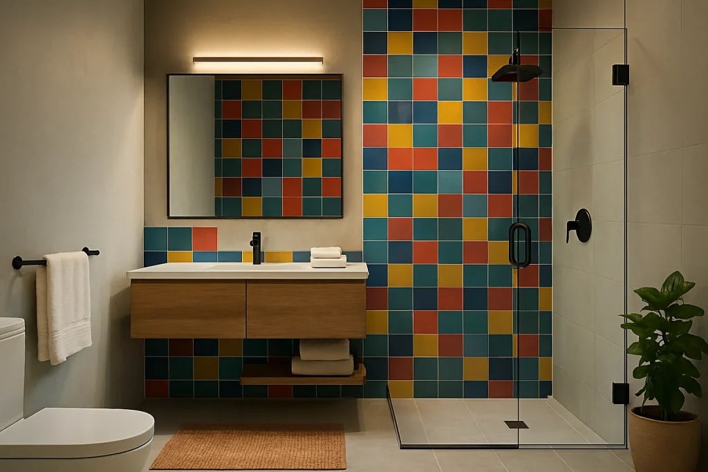 Contemporary Bathroom with Bold Accents