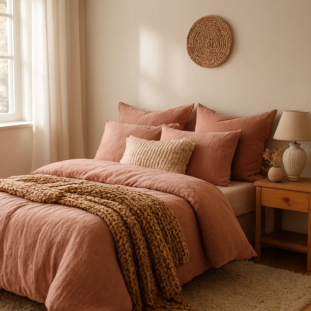 Layered Textures to Elevate Pink Bedrooms