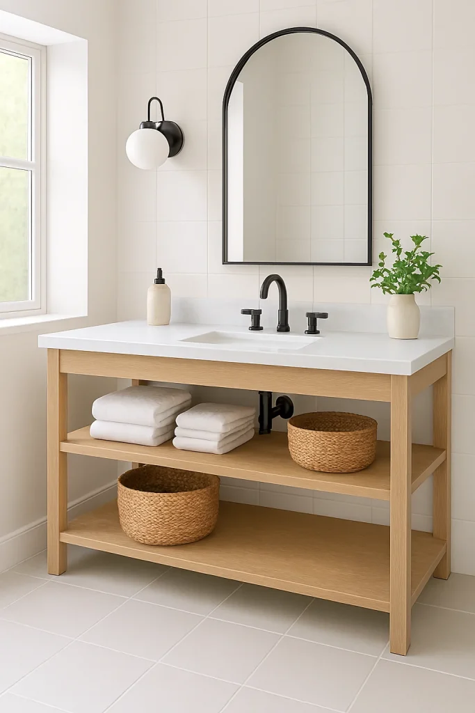 Open Shelf Bathroom Vanity Design