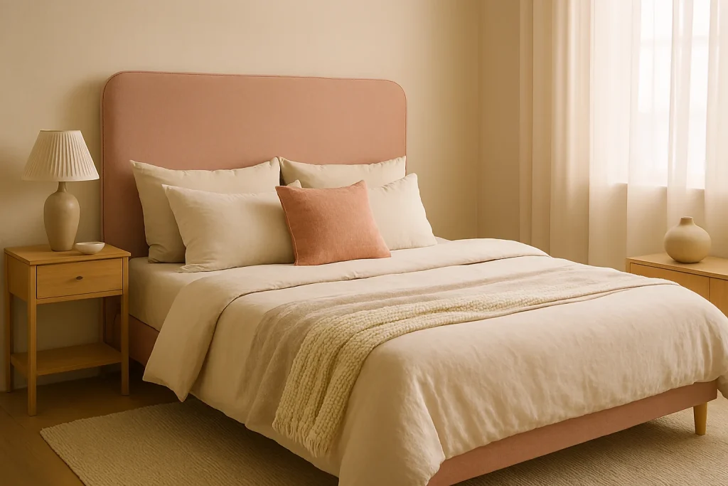 Pink Upholstered Headboard as a Statement Piece