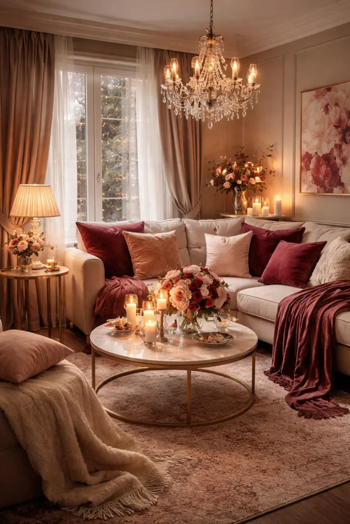 Romantic Color Palette with Reds, Pinks, and Neutrals