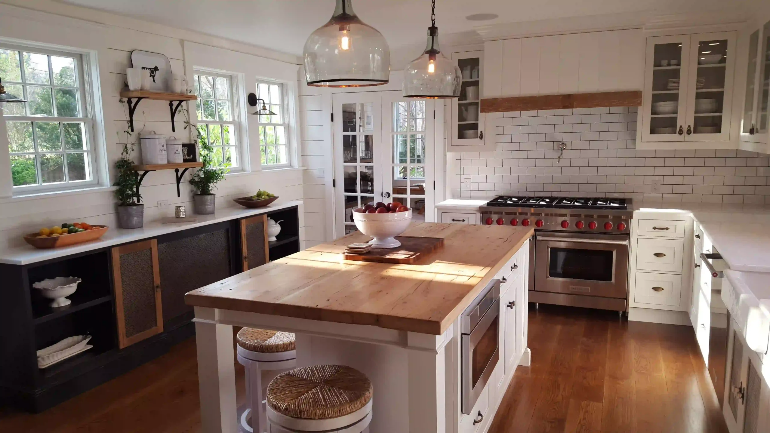 Farmhouse White and Wood Kitchen