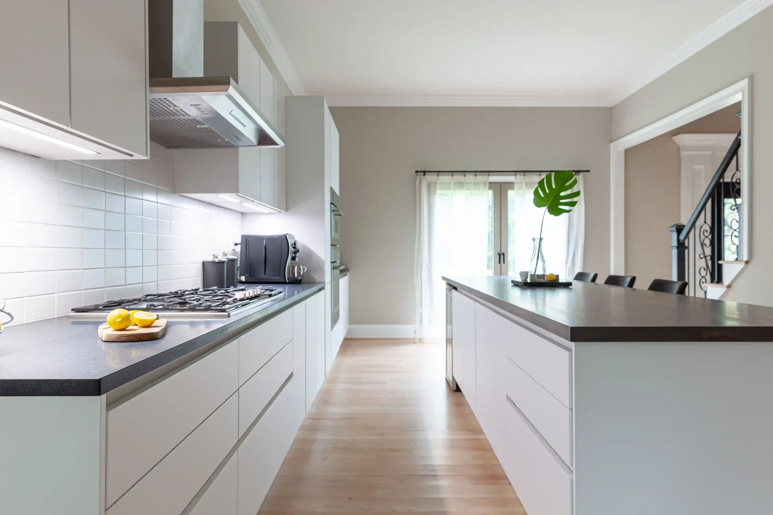 Modern White and Wood Kitchen with Contrast