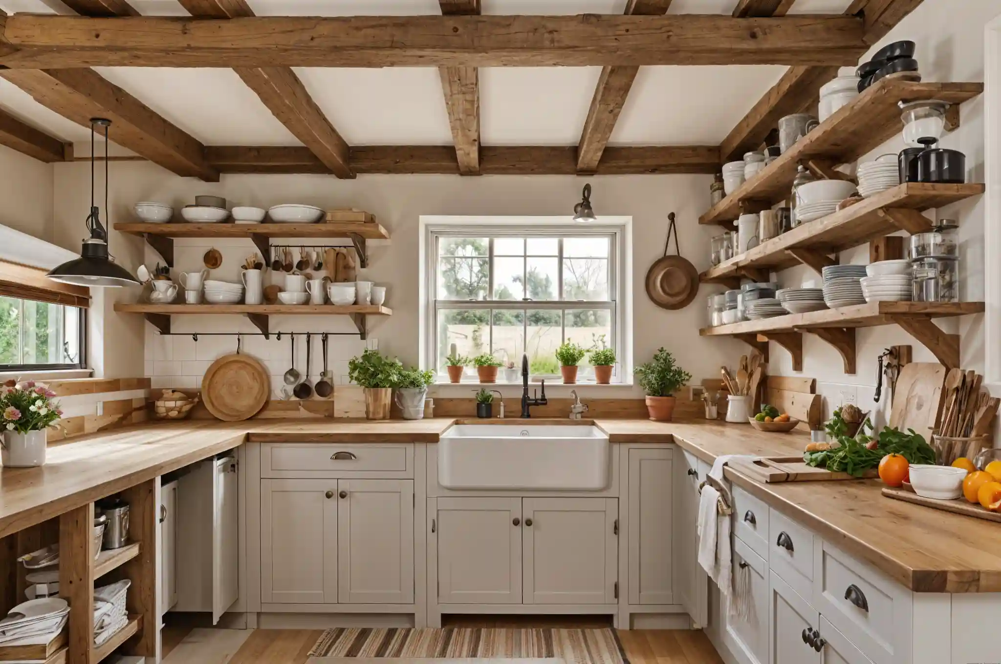 White and Wood Kitchen with Natural Elements