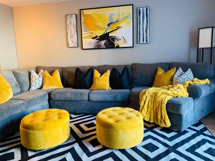 Bold Contrast with Yellow Accents
