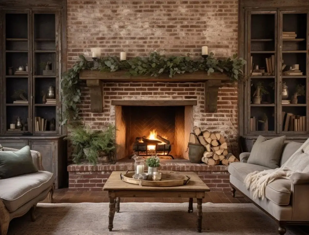 Classic Brick Fireplace Living Room Charm