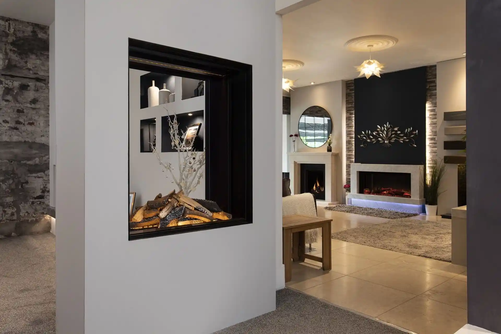 Double-Sided Fireplace Living Room Concept