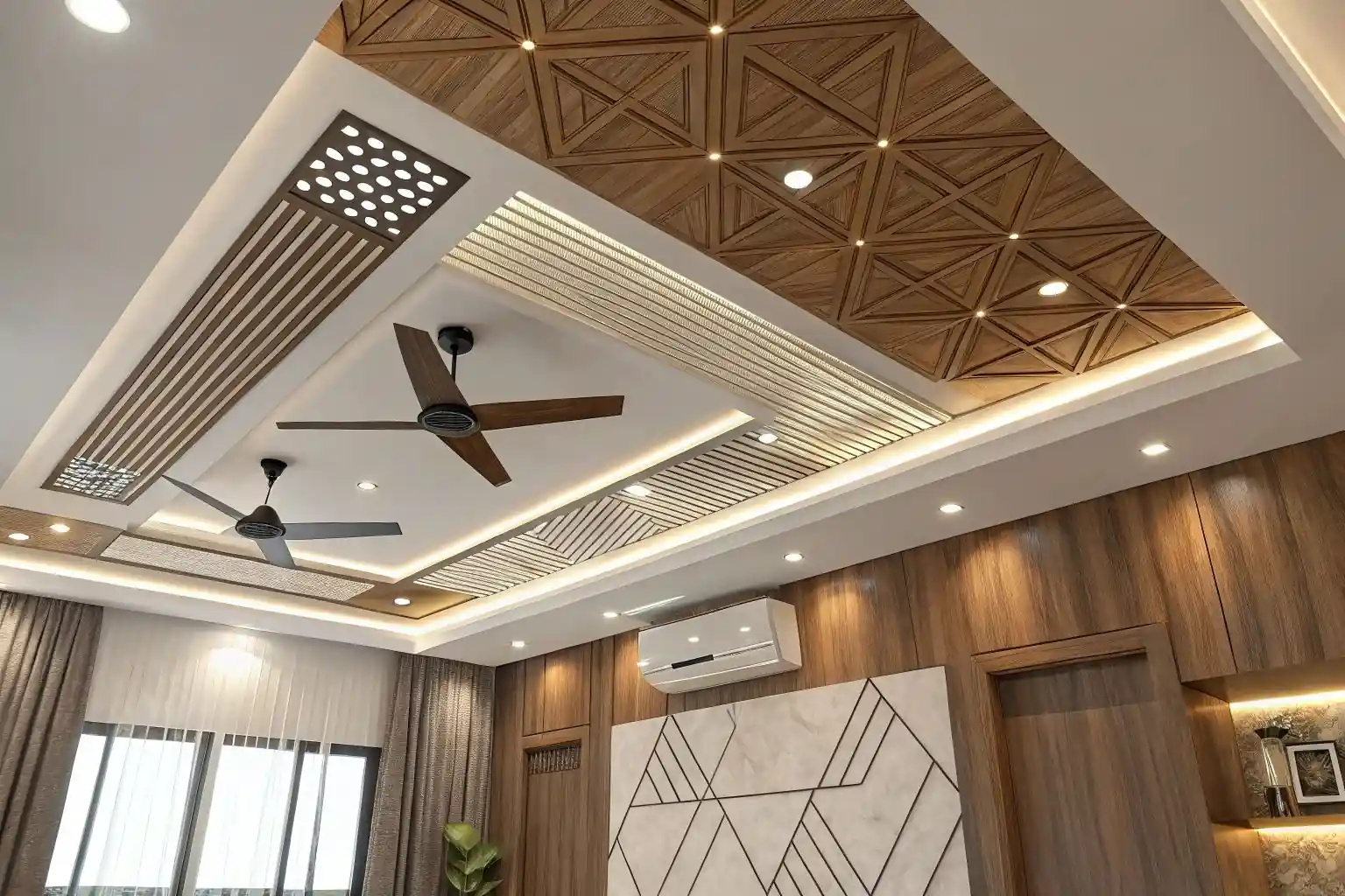 Mixed Material Wood Ceiling
