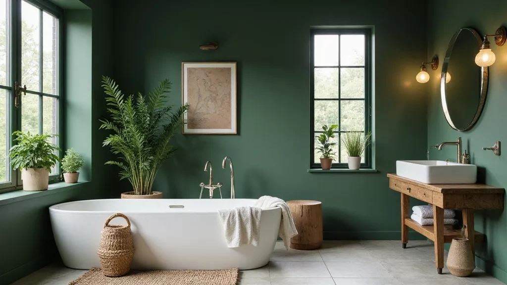Nature-Inspired Green Bathroom Decor
