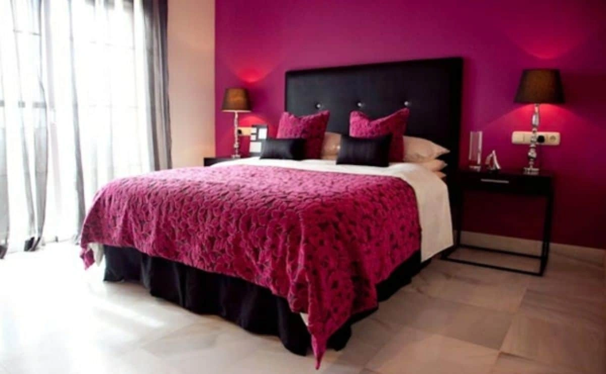 Pink Walls with Black Furniture