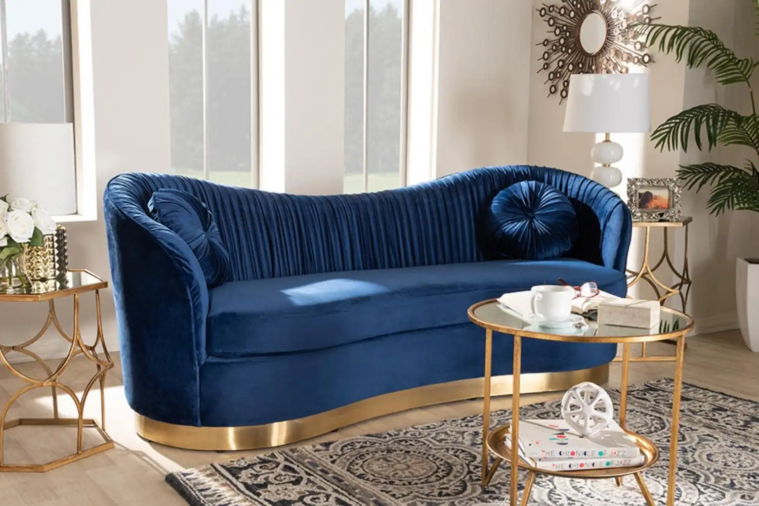 Velvet Blue Sofa for Luxury