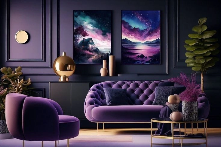 Purple Accents For A Glamorous Contemporary Space