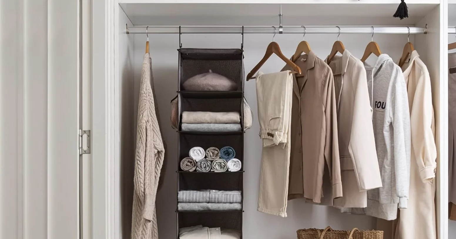 Add Hanging Closet Organizers for Folded Clothes