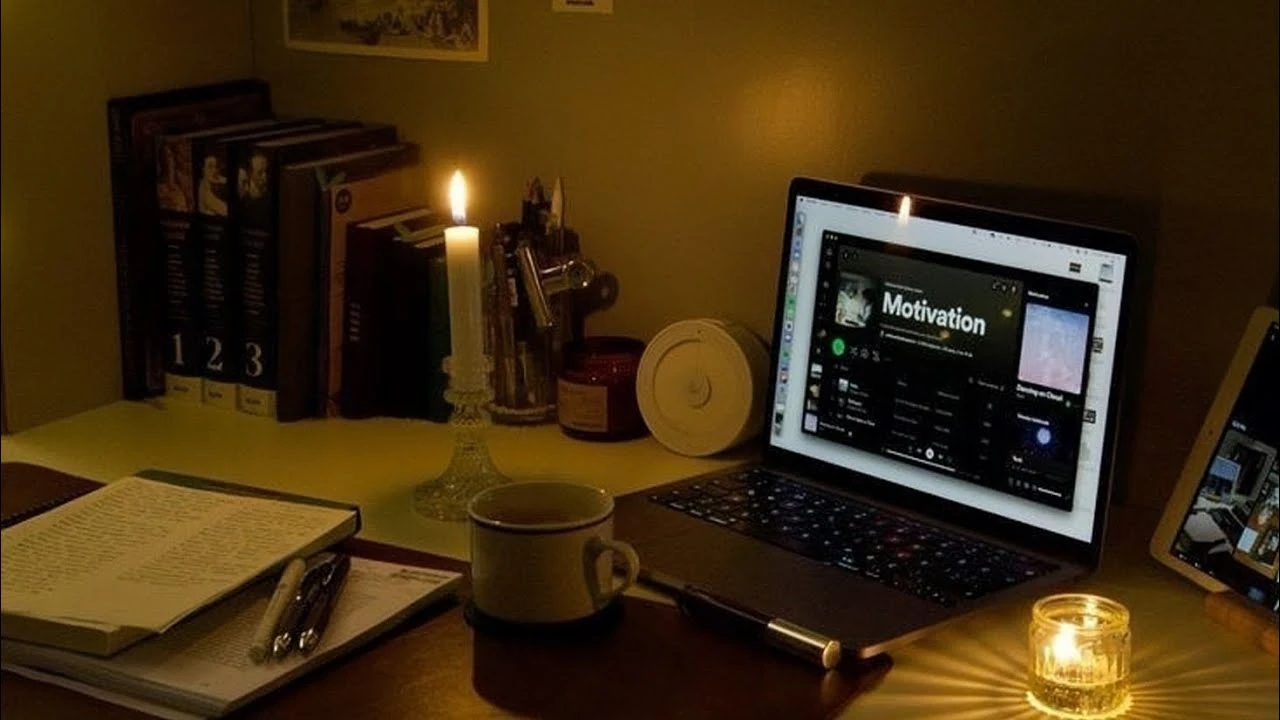 Cozy Aesthetic Dorm Desk With Warm Lighting