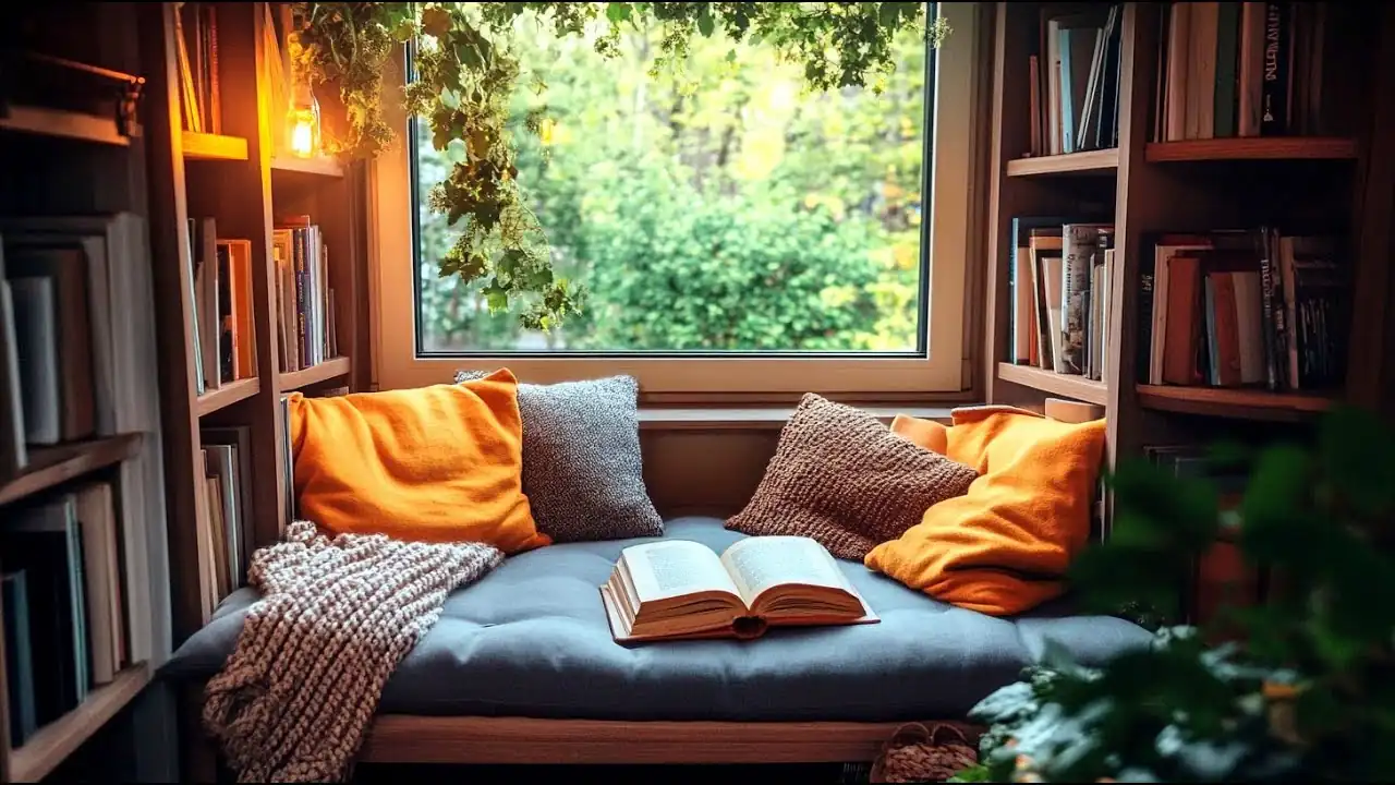 Cozy Reading Nook with Soft Textures