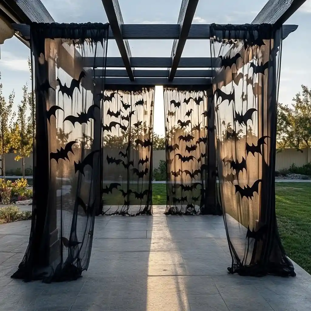 Creepy Curtain Entrance with Black Drapes