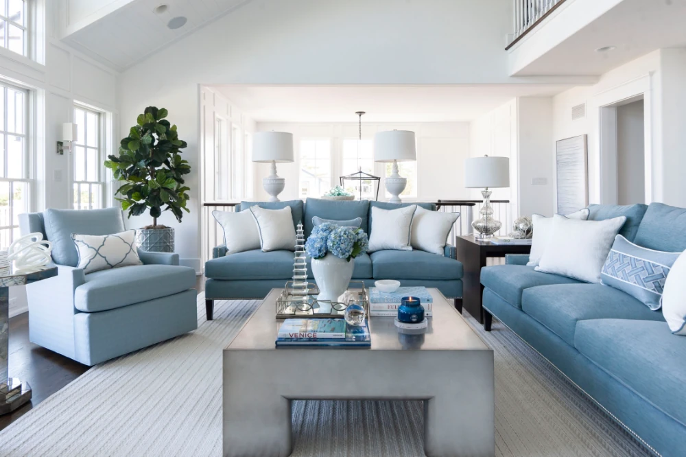 Light Blue Sofa for a Coastal Living Room