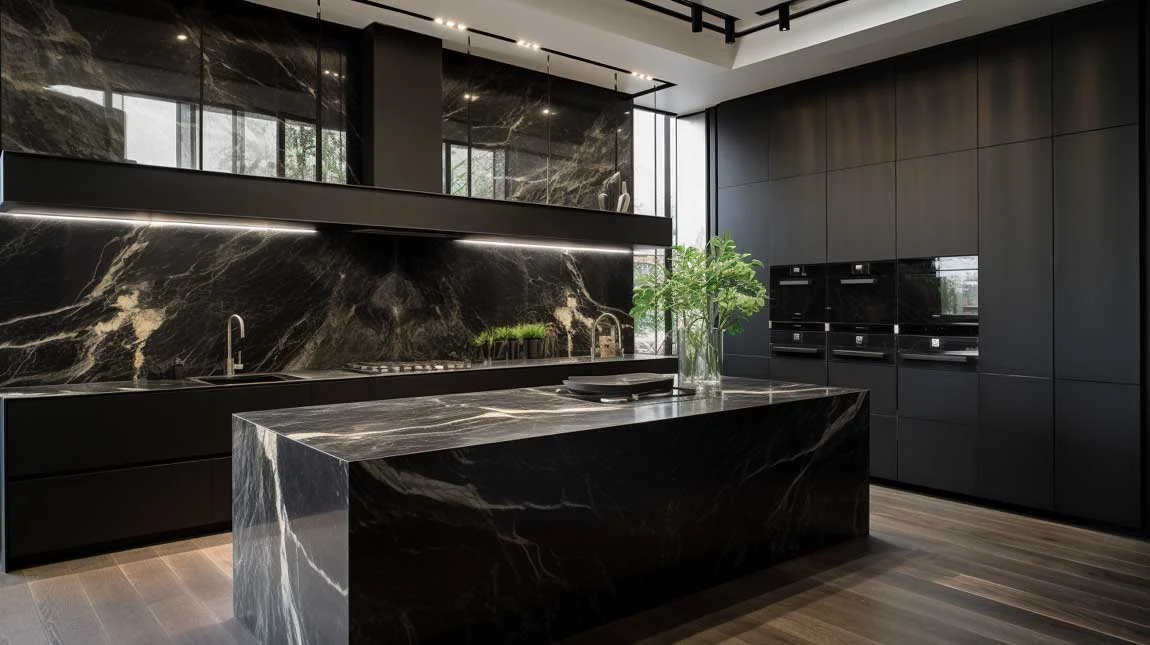 Matte Black Contemporary Kitchen