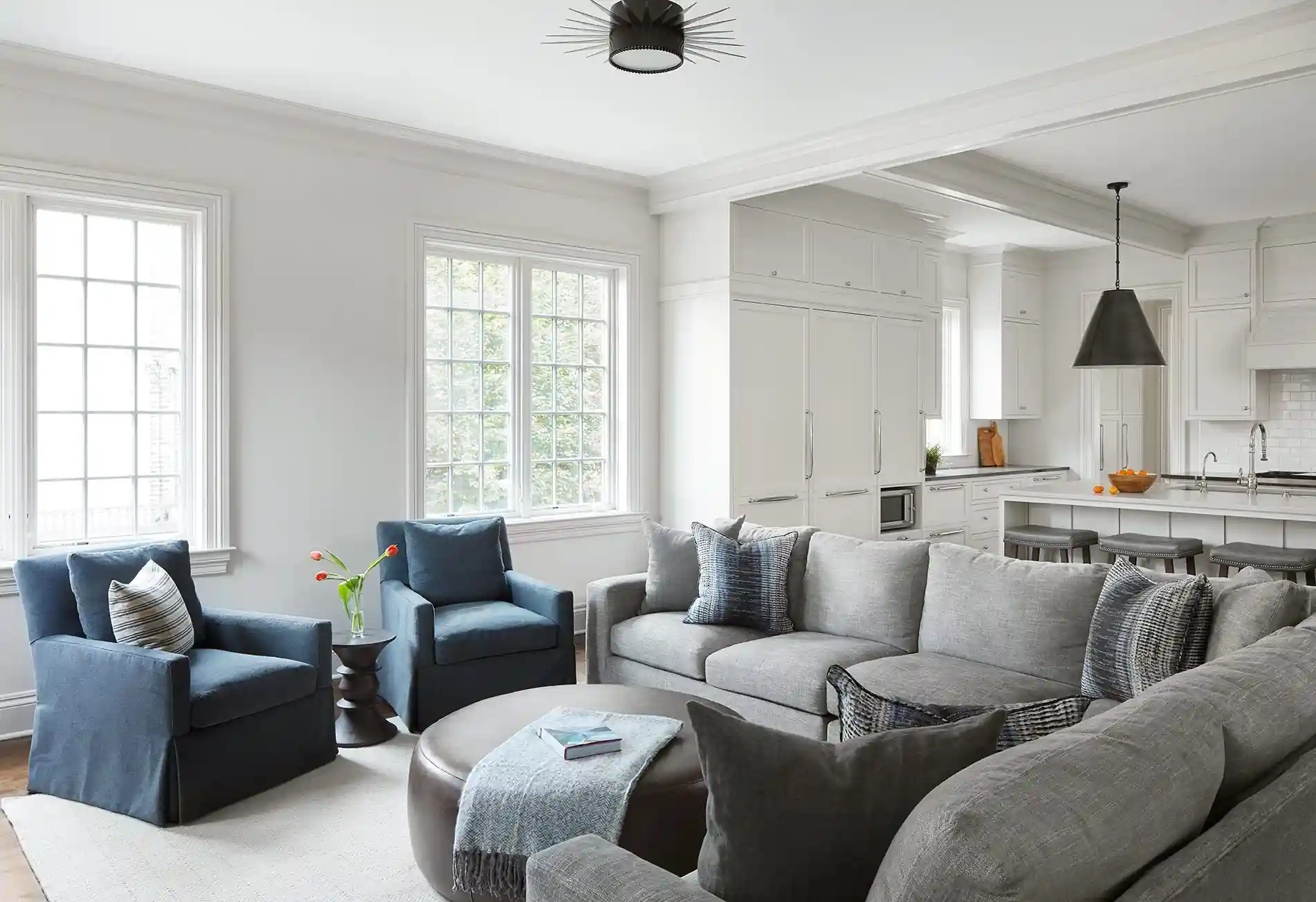 Modern Gray and Blue Living Room