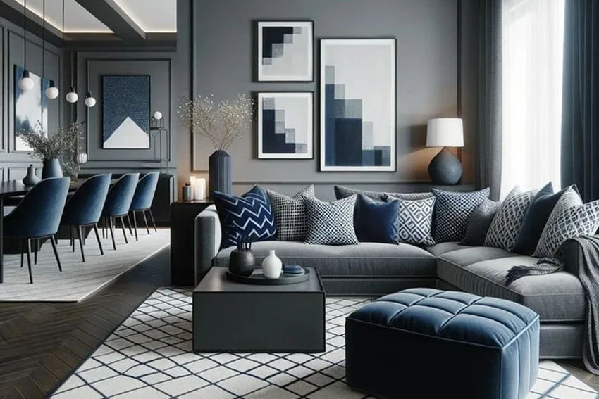 Modern Living Room with Bold Accent Colors