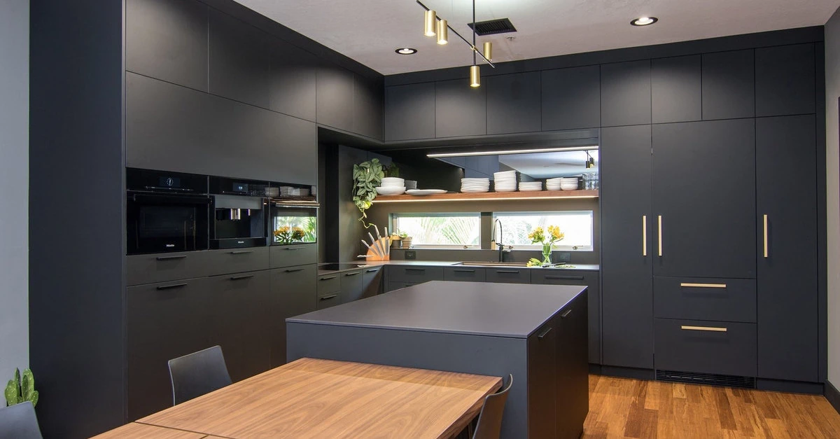 Modern Matte Black Kitchen Cabinets