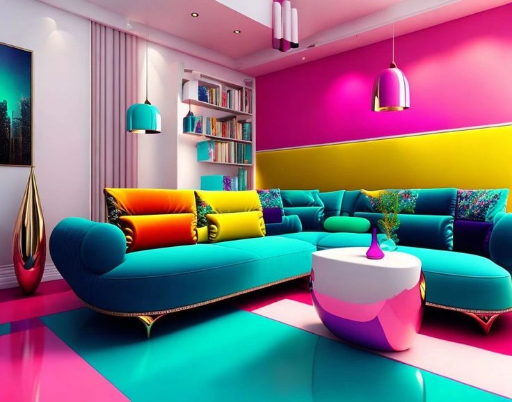 Multi-Color Living Room with Layered Shades