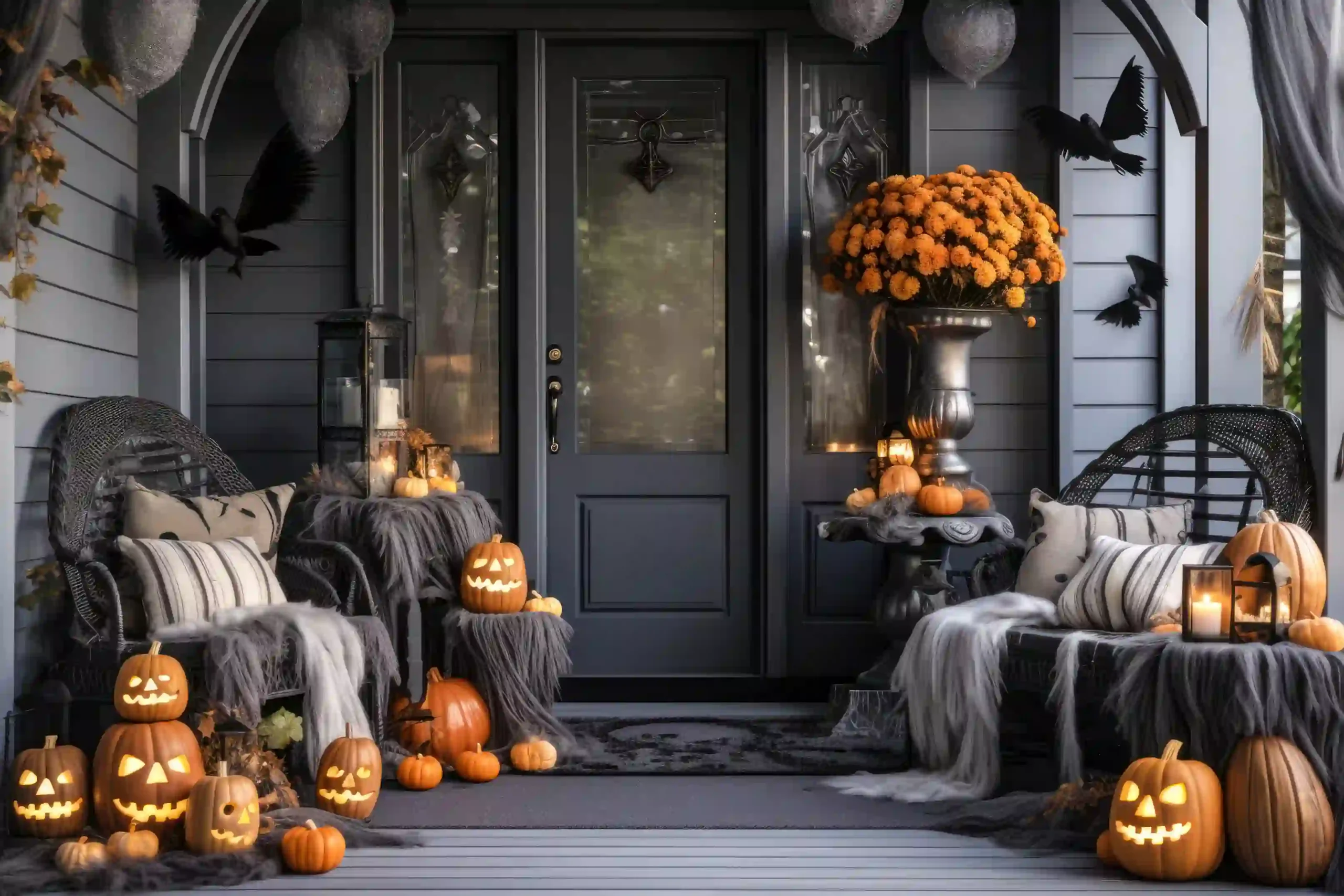Pumpkin Stack Display for a Classic Halloween Look