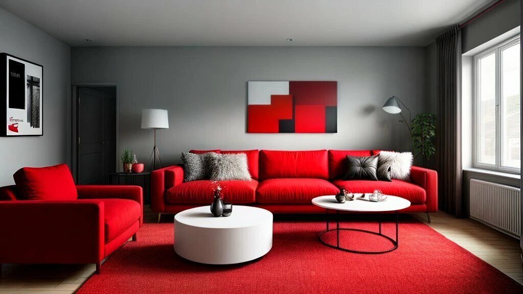 Red Living Room for a Powerful Statement