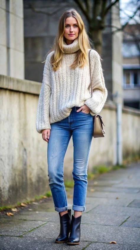 Classic Sweater and Skinny Jeans Outfit