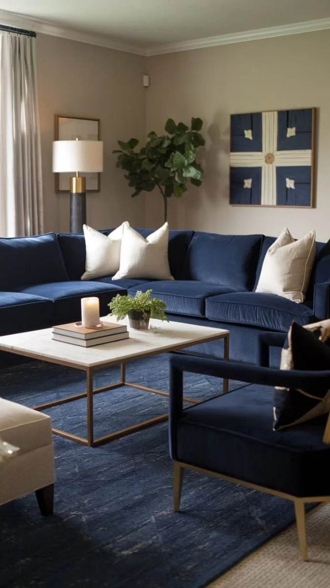 Create a Cosy Navy Blue Living Room
