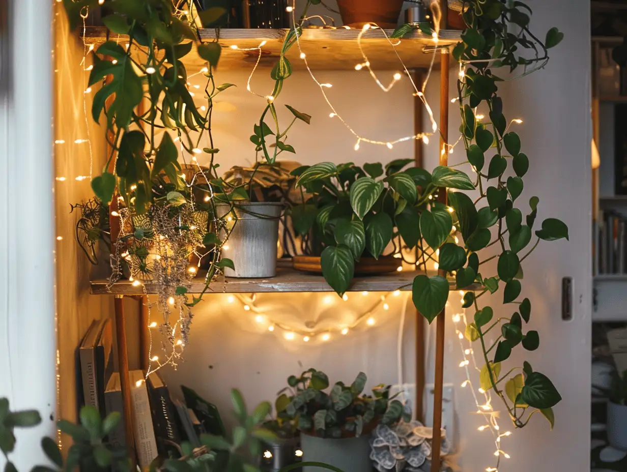 Decorate Shelves With Greenery