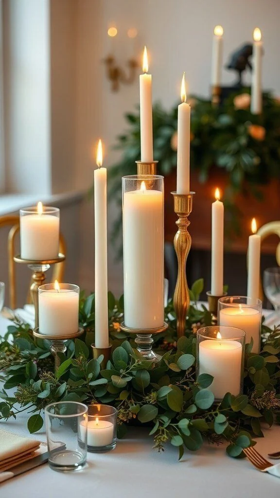 Elegant Candle and Greenery Display