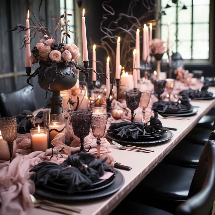 Elegant Gothic Halloween Table Setting
