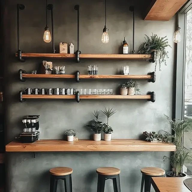 Industrial Pipe Shelving for Urban Style
