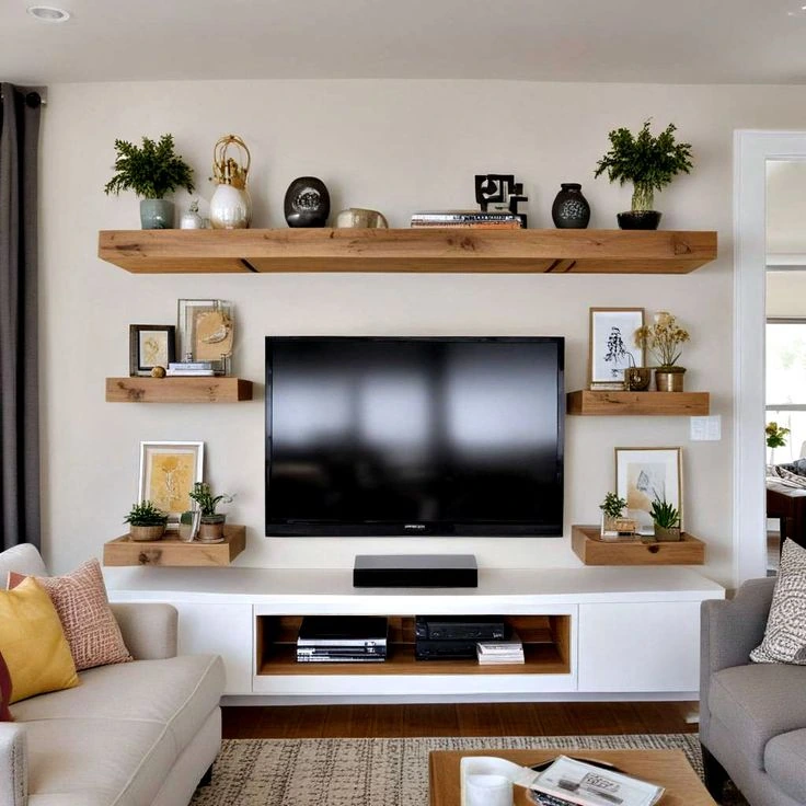 Install Floating Shelves Above the TV