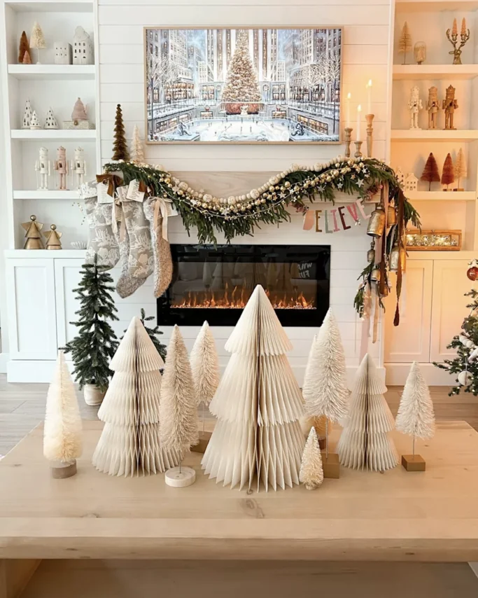 Neutral Boho Christmas Mantel