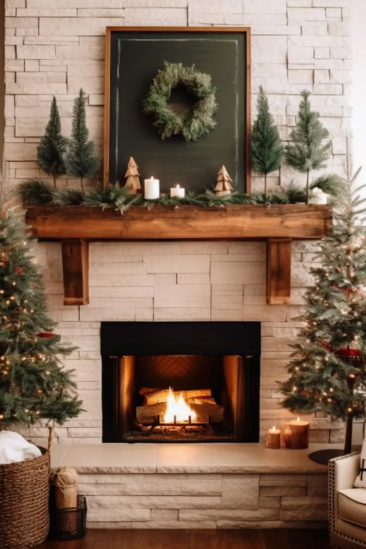Rustic Farmhouse Christmas Mantel