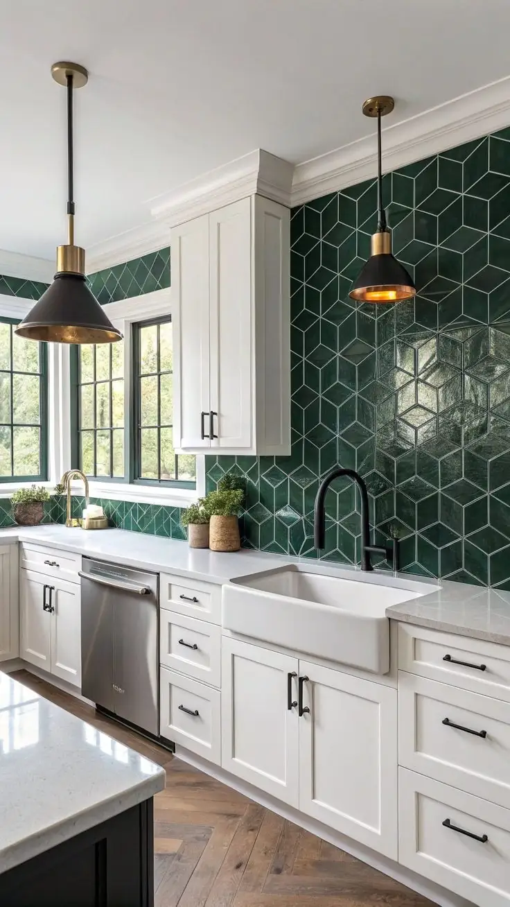 Use Green Tiles for a Stylish Backsplash