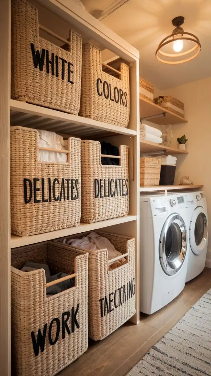Use Matching Storage Bins and Baskets