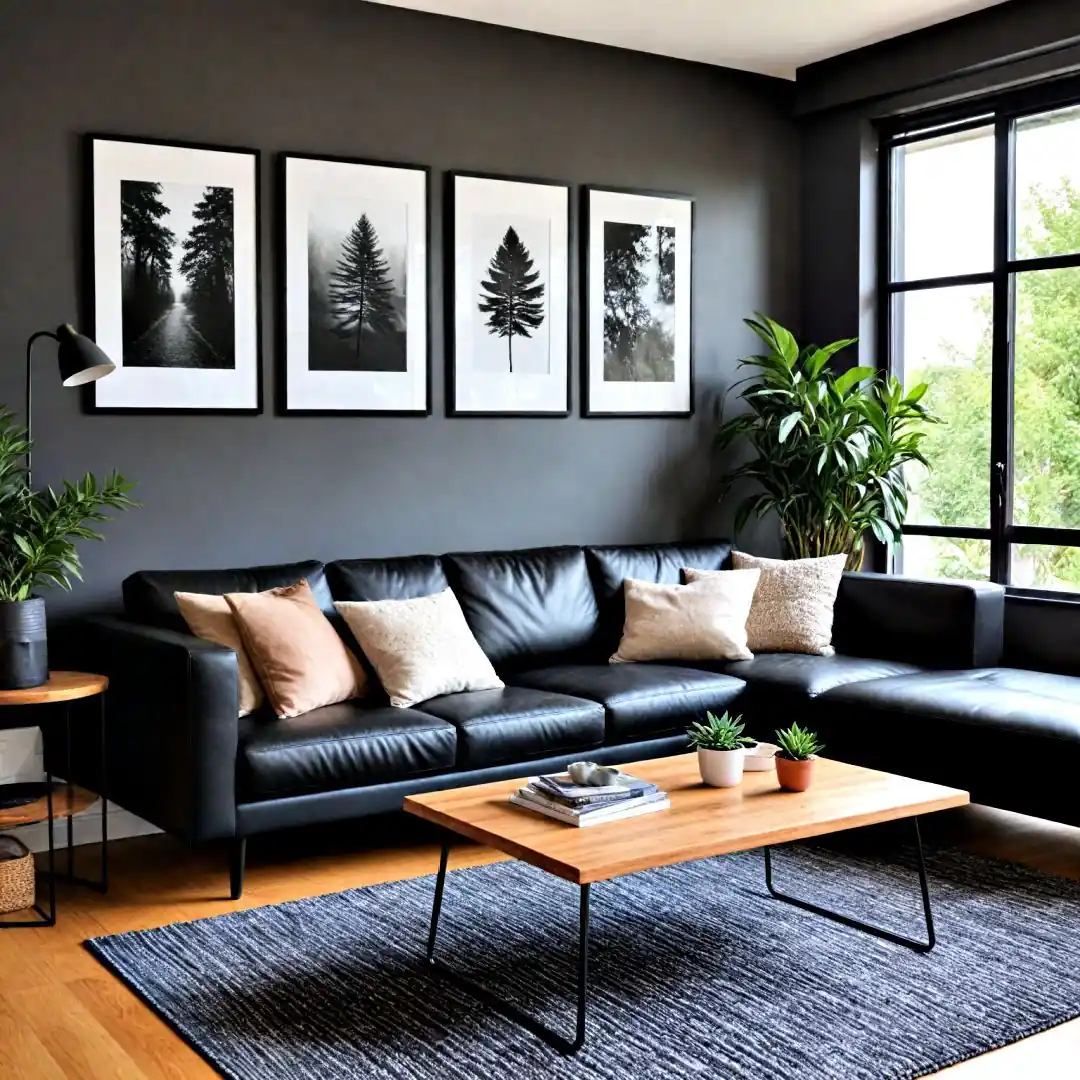 black sofa living room