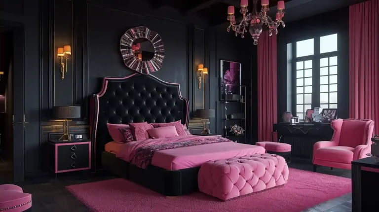Black Walls with Soft Pink Accents