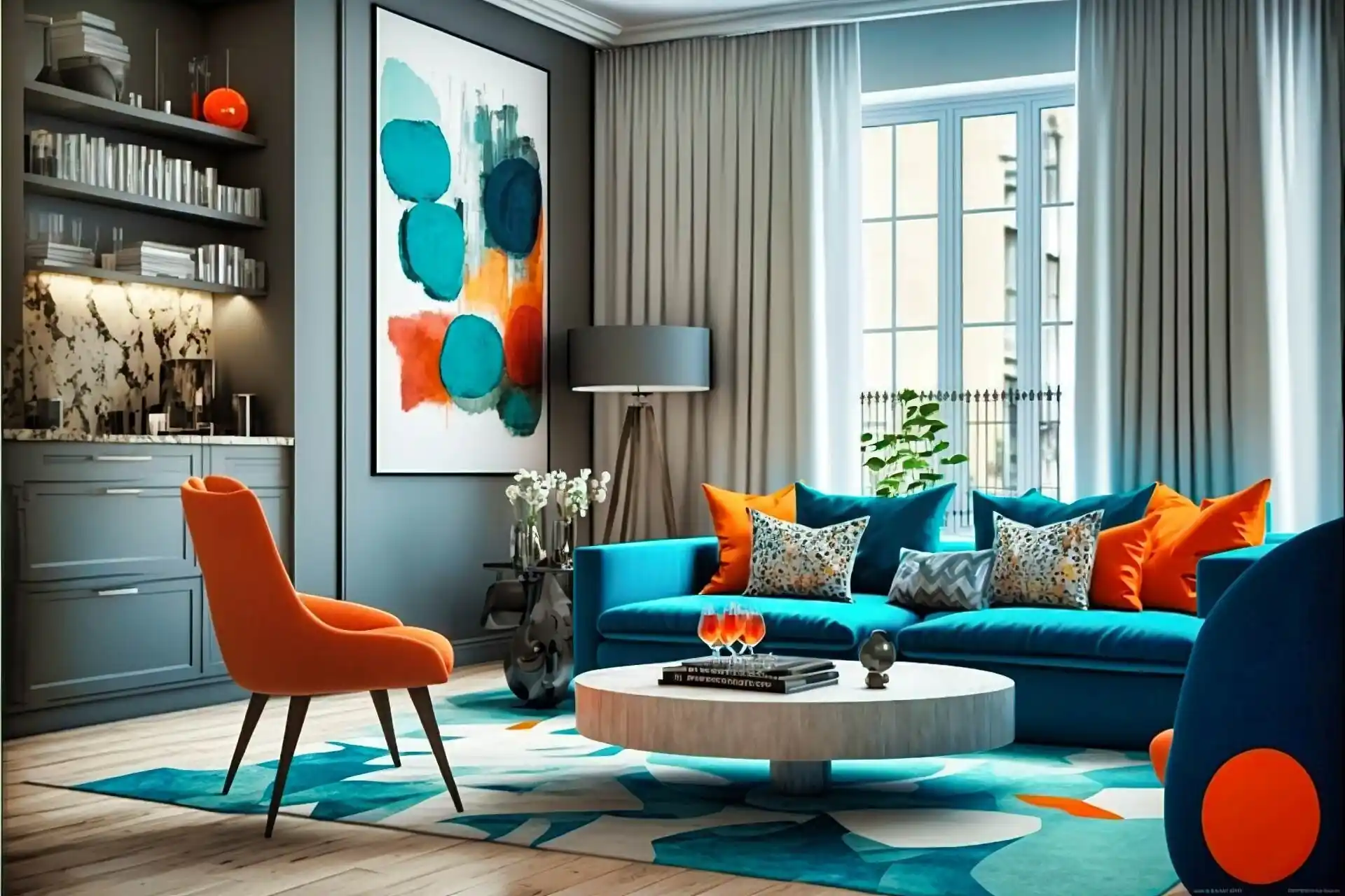 Bold Color Accents For Modern Living Room