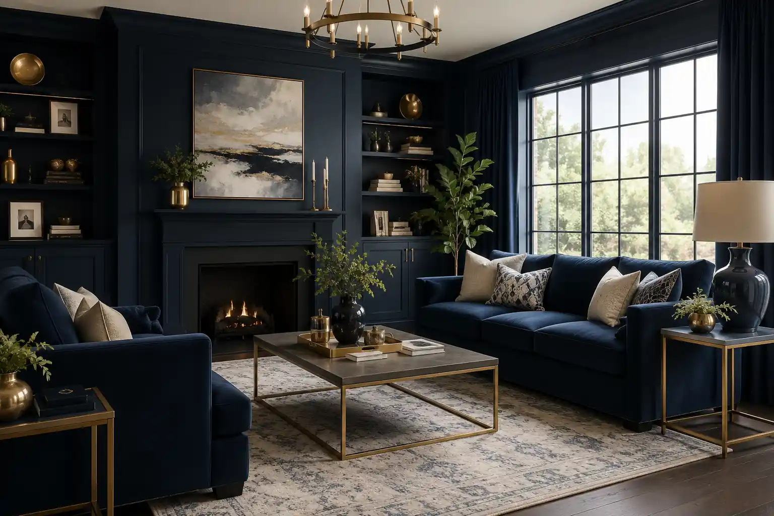Navy Blue Living Room